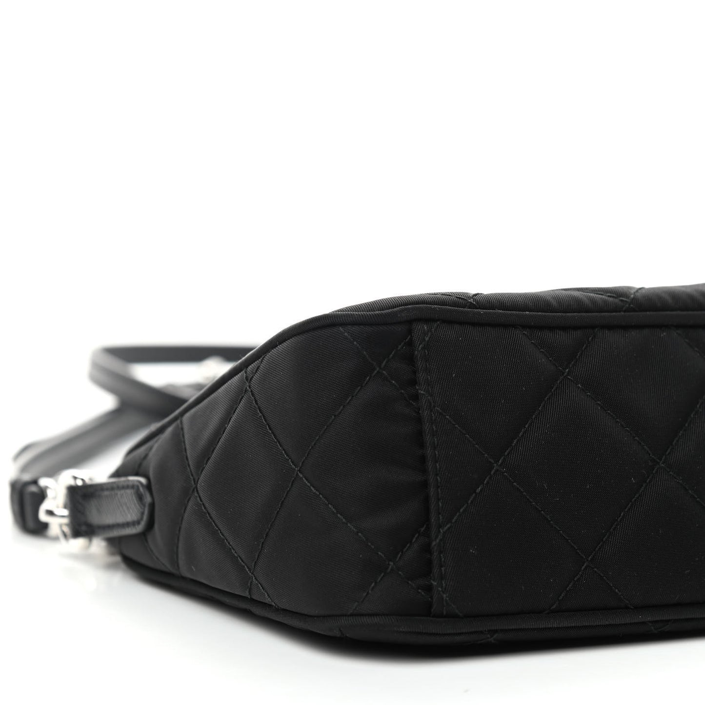 Nylon Tessuto Impuntu Quilted Crossbody Bag Black