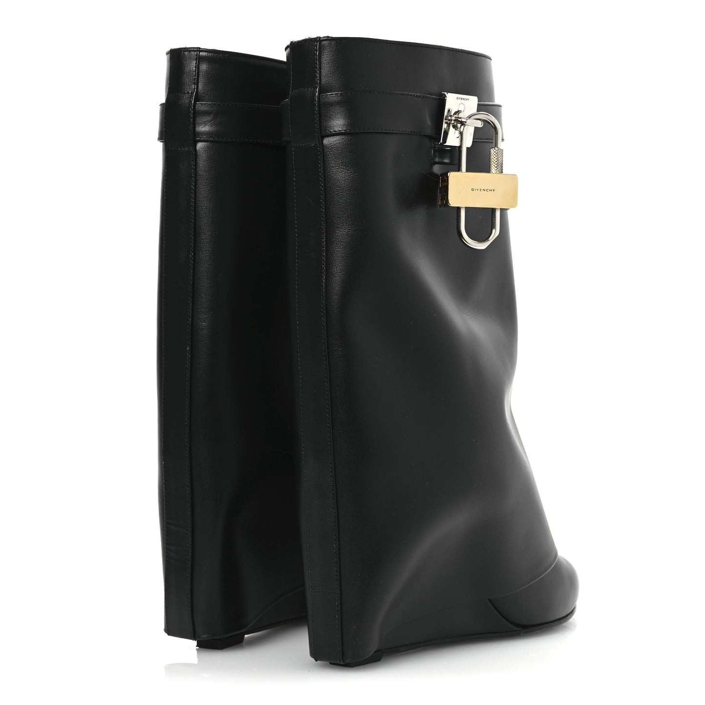 Calfskin Shark Lock Ankle Boots 39 Black