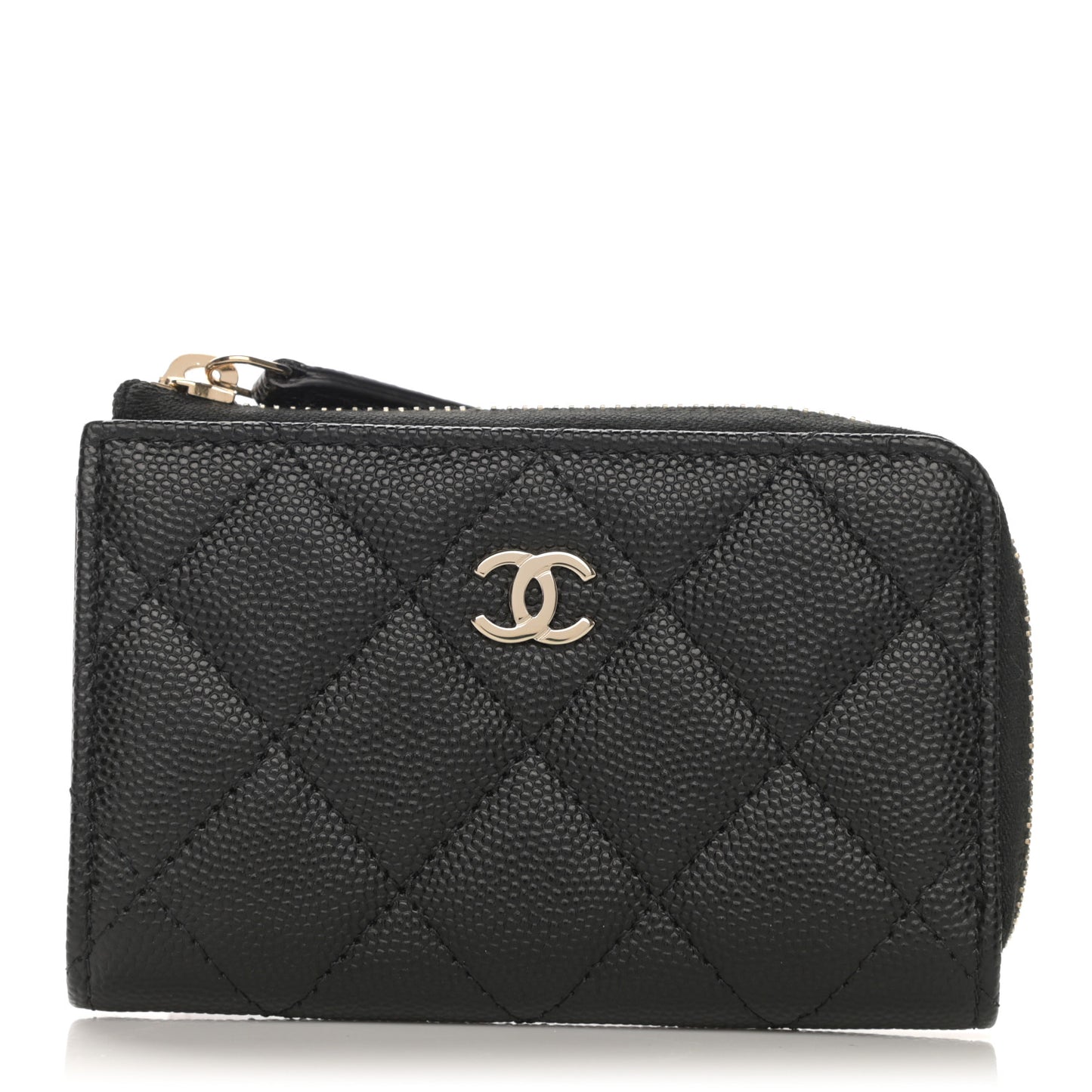 Caviar Quilted Zipped Key Holder Case Black