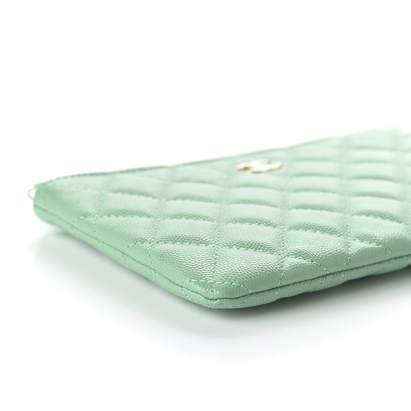 Caviar Quilted Small Cosmetic Case Light Green