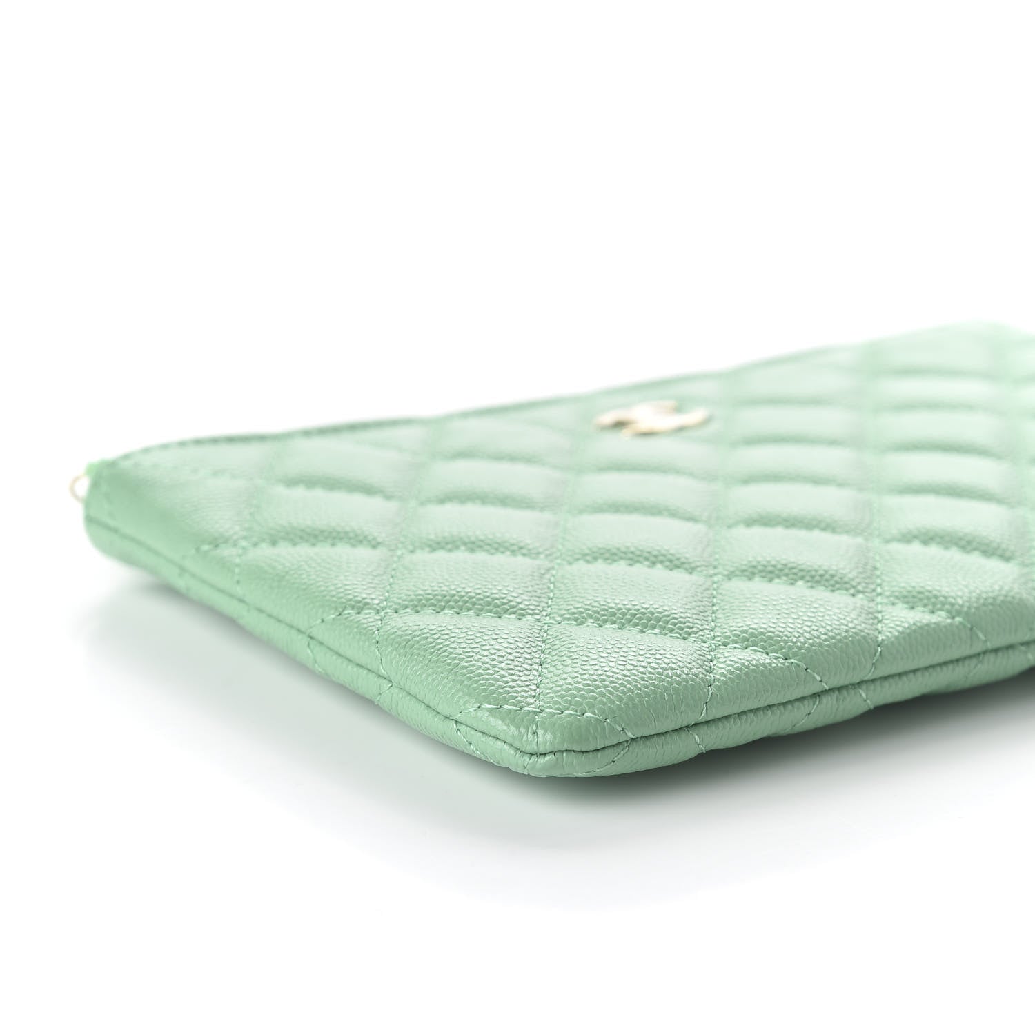 Chanel Caviar Quilted Small Cosmetic Case Light Green 6 of 11