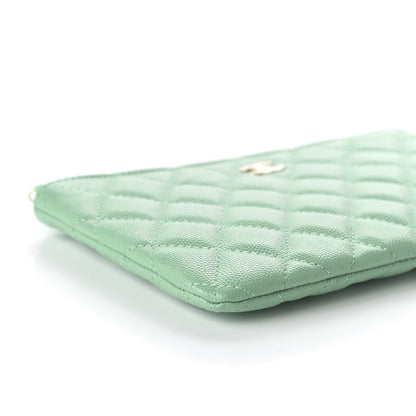 Chanel Caviar Quilted Small Cosmetic Case Light Green 6 of 11