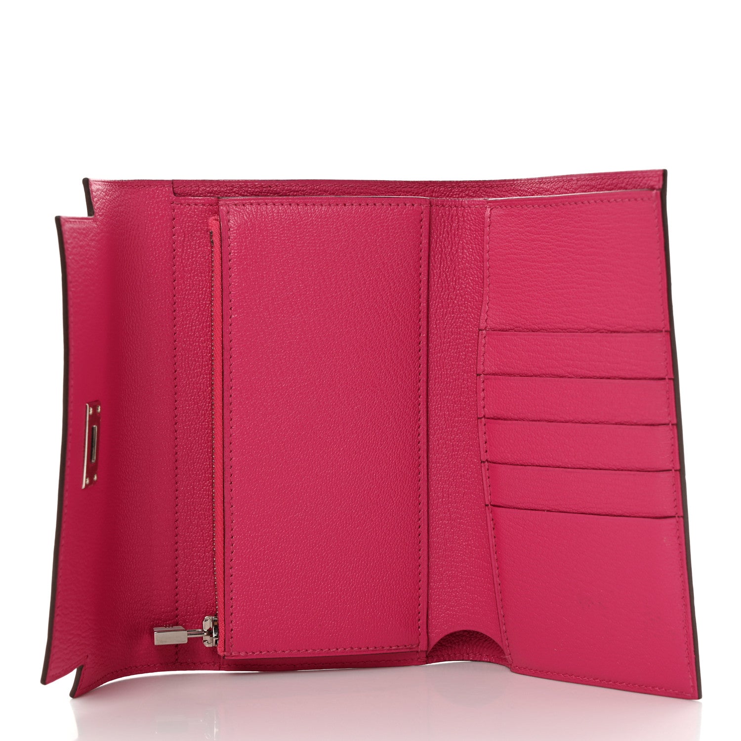 Hermes Ostrich Kelly Medium Wallet Rose Tyrien 5 of 12