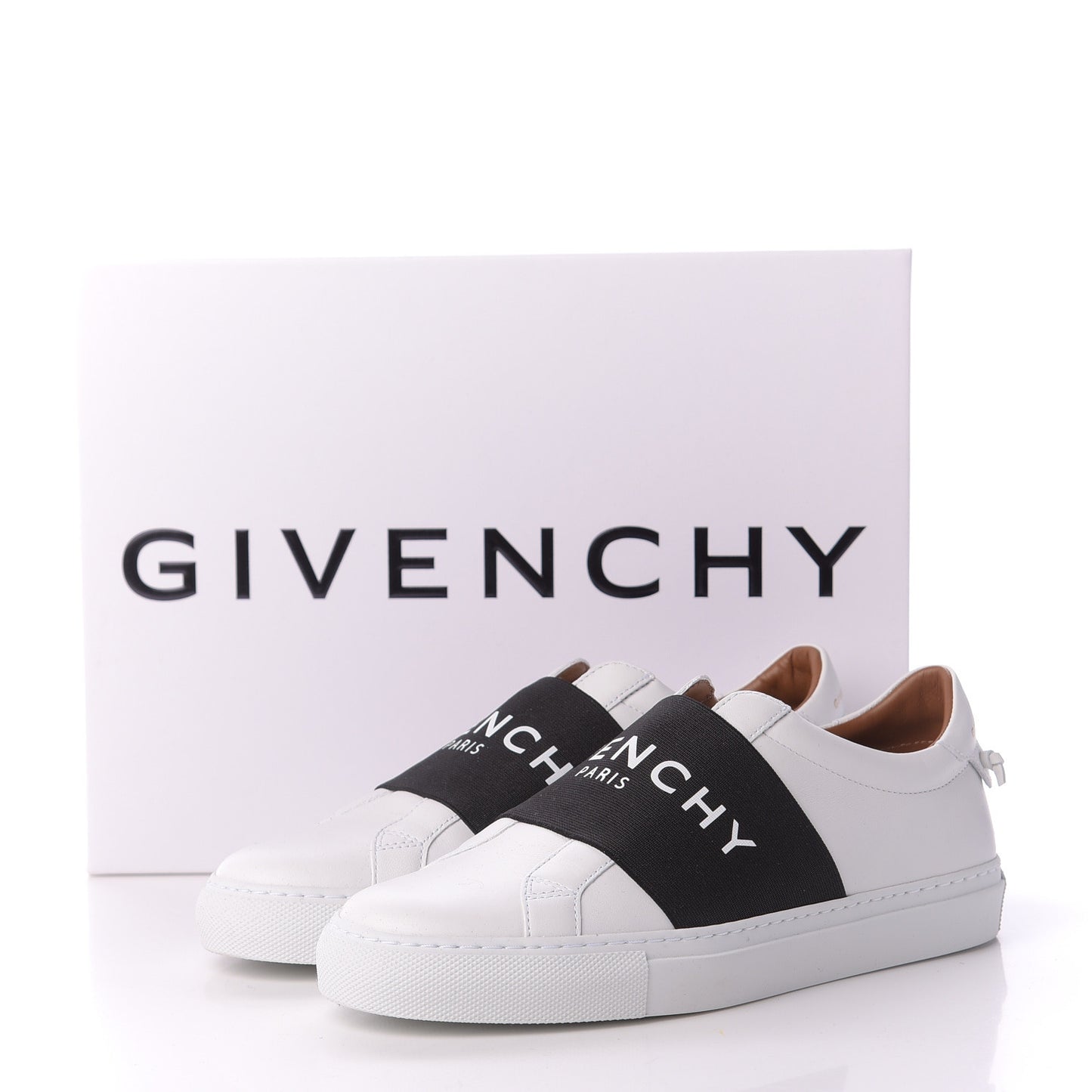 Calfskin Band Logo Womens Urban Street Sneakers 38 White Black