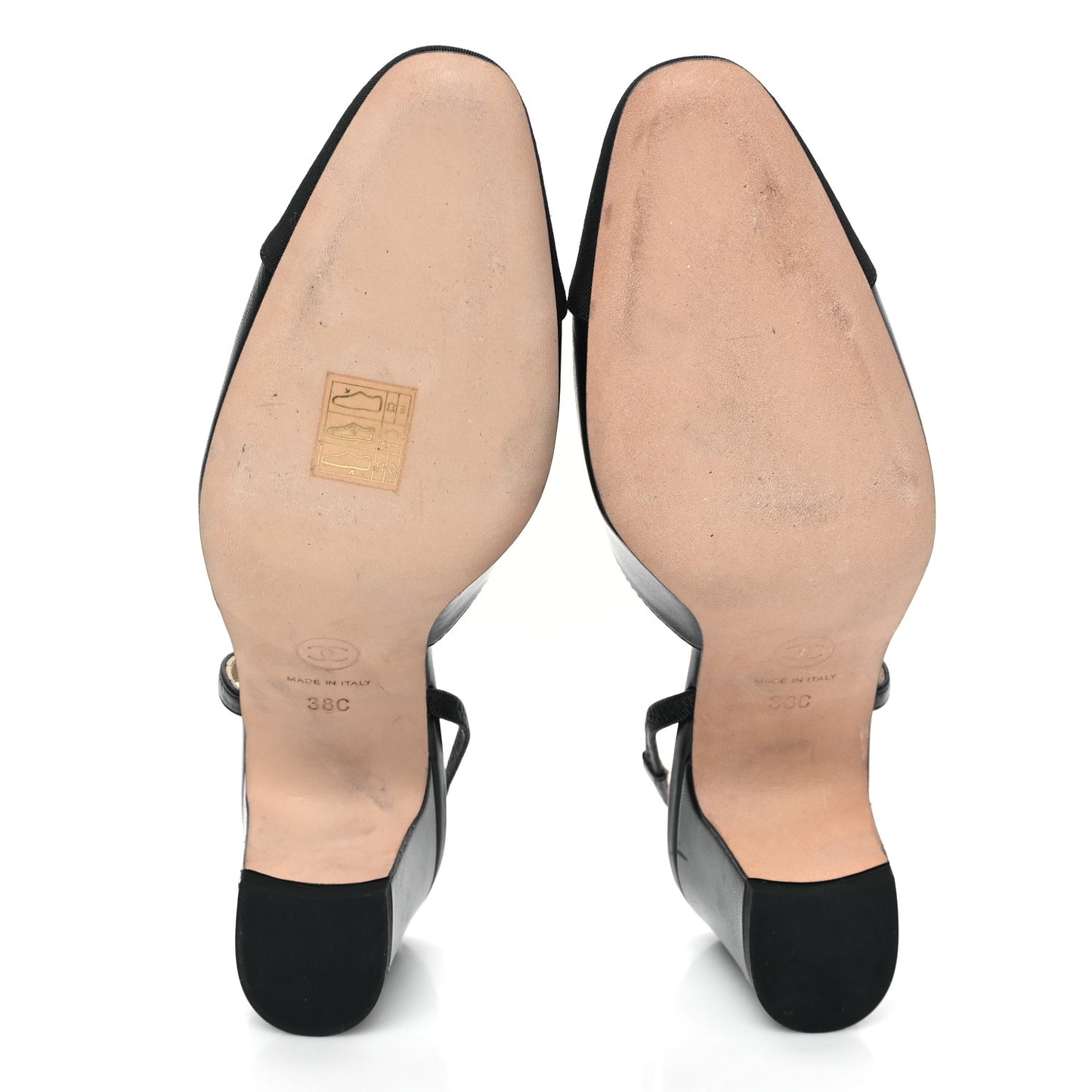 Goatskin Grosgrain Cap Toe CC Slingback Sandals 38 Black