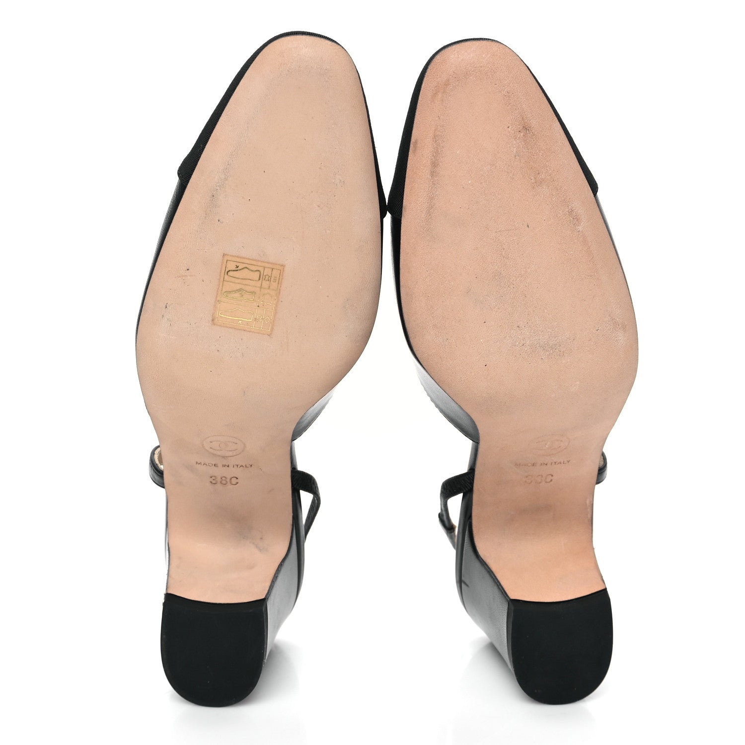 Chanel Goatskin Grosgrain Cap Toe CC Slingback Sandals 38 Black 5 of 9