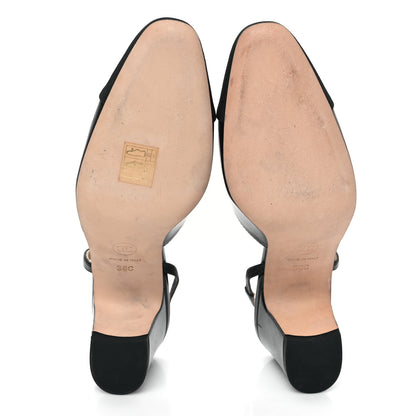 Chanel Goatskin Grosgrain Cap Toe CC Slingback Sandals 38 Black 5 of 9