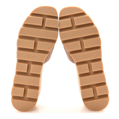Hermes Calfskin Cork Eze 30 Sandals 36 Gold 6 of 9