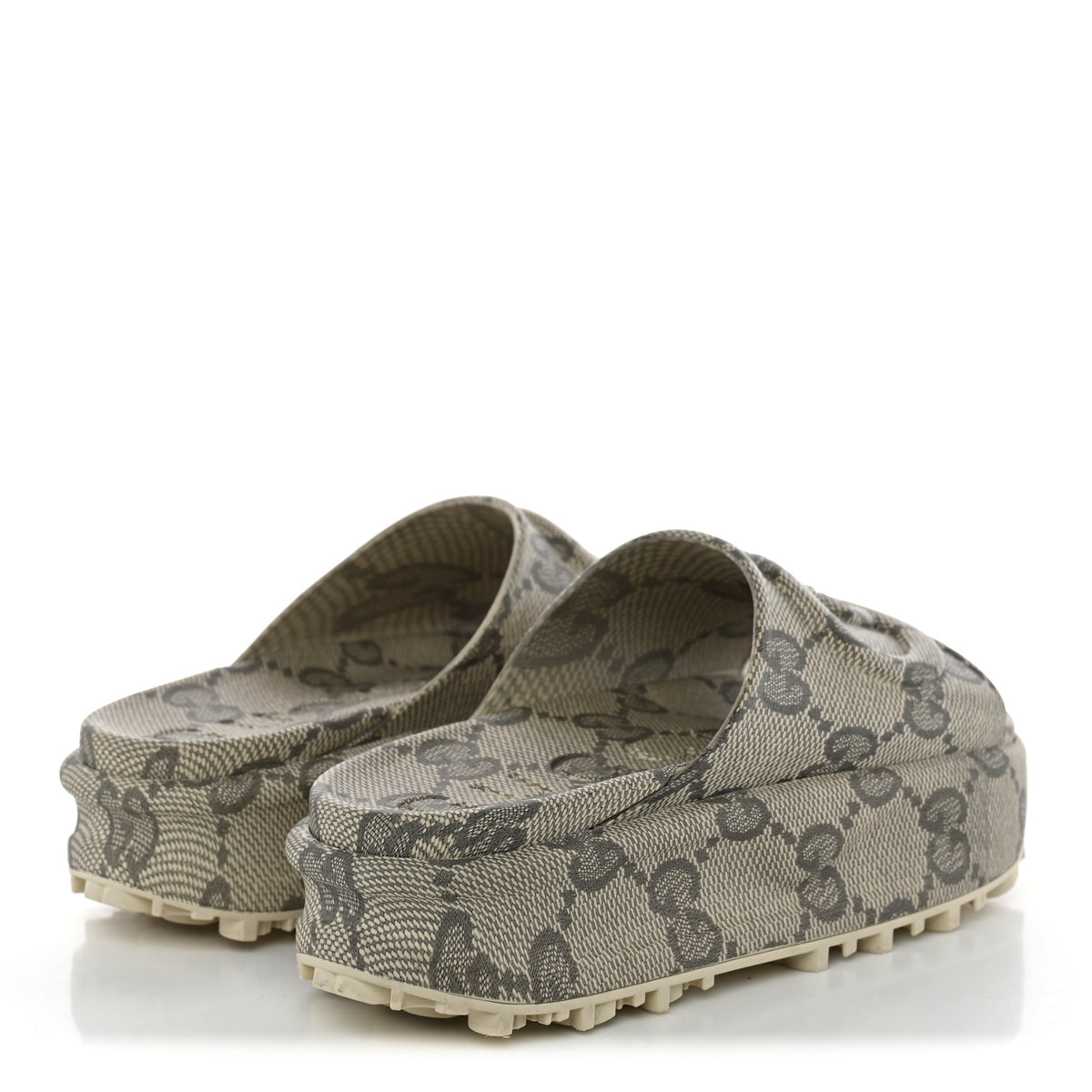 Gucci Cubic Rubber GG Monogram Womens Interlocking G Platform 42mm Slide Sandals 36 Beige Ebony 5 of 11
