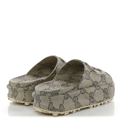 Gucci Cubic Rubber GG Monogram Womens Interlocking G Platform 42mm Slide Sandals 36 Beige Ebony 5 of 11