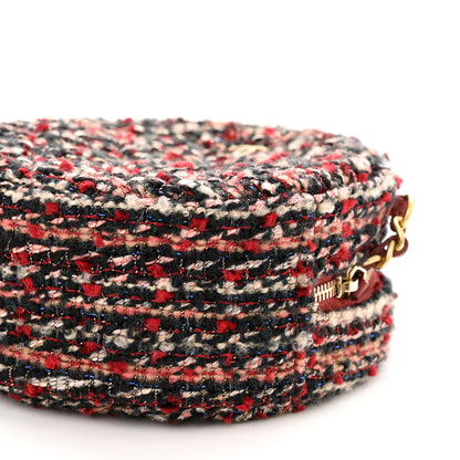 Chanel Tweed Quilted Round Clutch With Chain Red 10 of 11