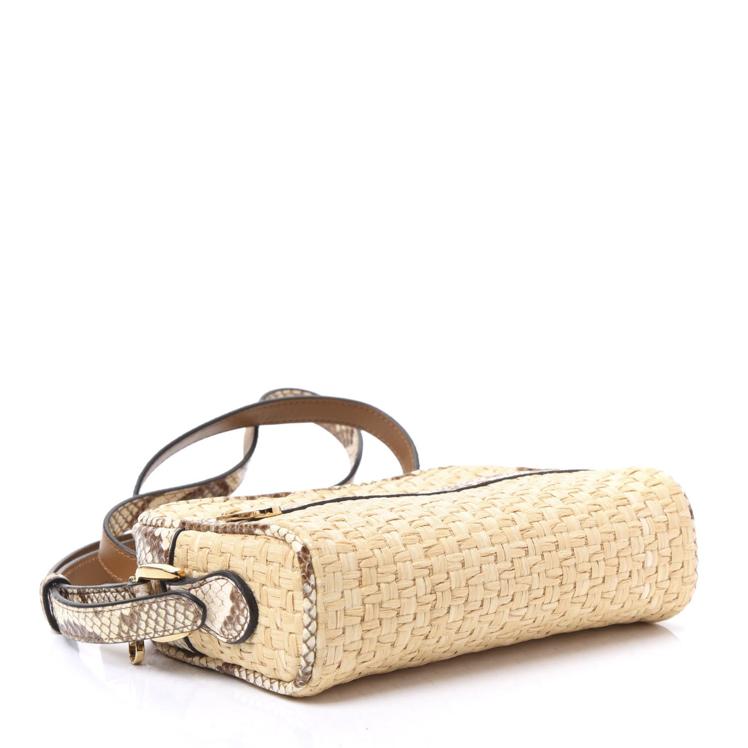 Gucci Raffia Elaphe Mini Ophidia Shoulder Bag Natural Cream Brown 3 of 9