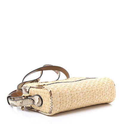 Gucci Raffia Elaphe Mini Ophidia Shoulder Bag Natural Cream Brown 3 of 9