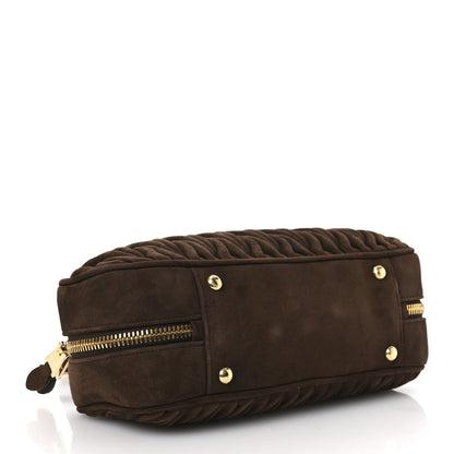 Miu Miu Suede Matelasse Large Arcadie Top Handle Bag Cocoa Brown 4 of 11