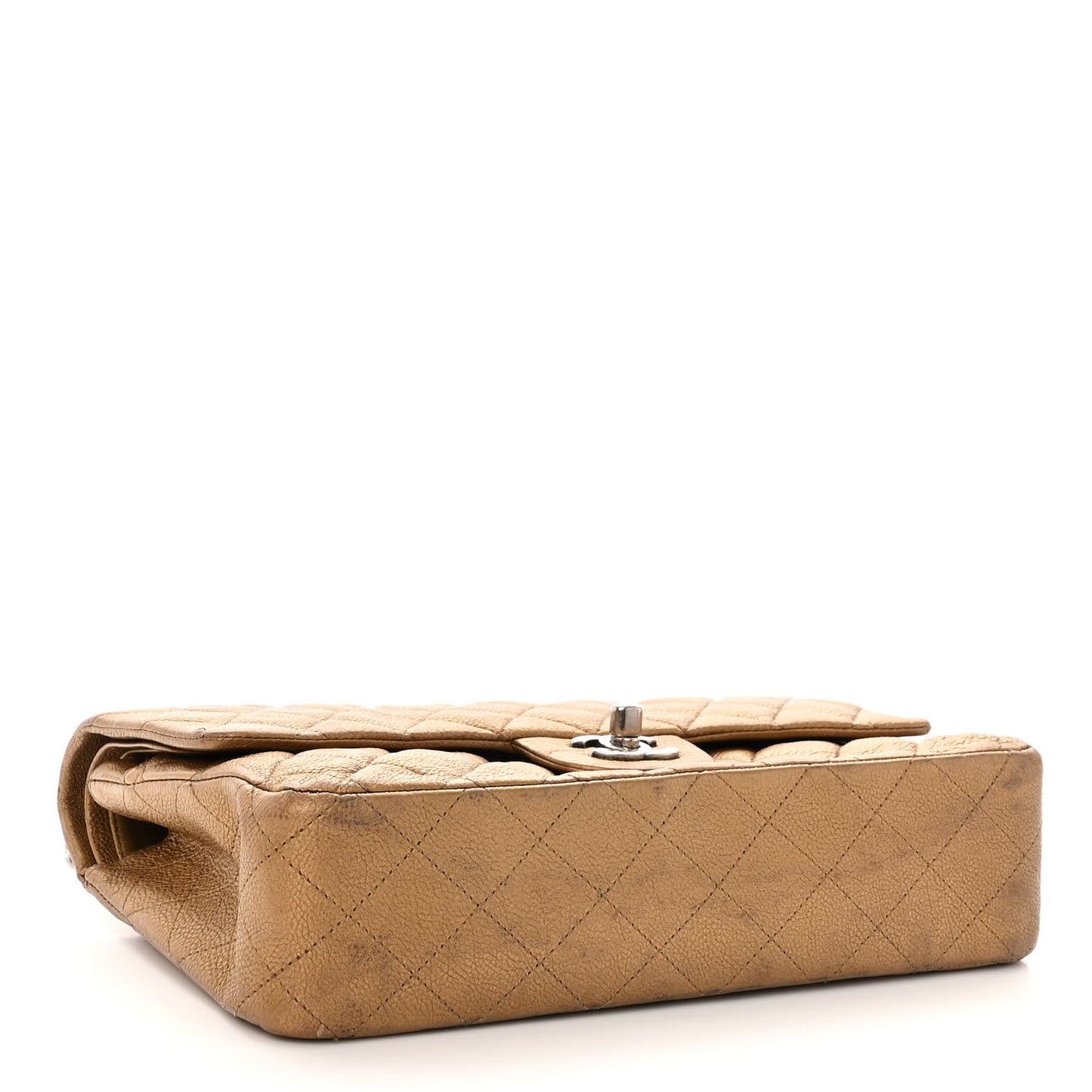 Metallic Caviar Quilted Medium Double Flap Copper
