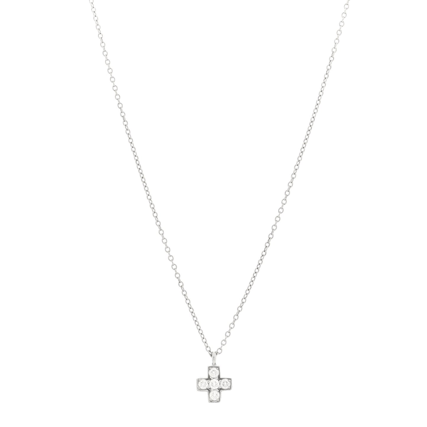 Platinum Diamond Cruciform Cross Pendant Necklace