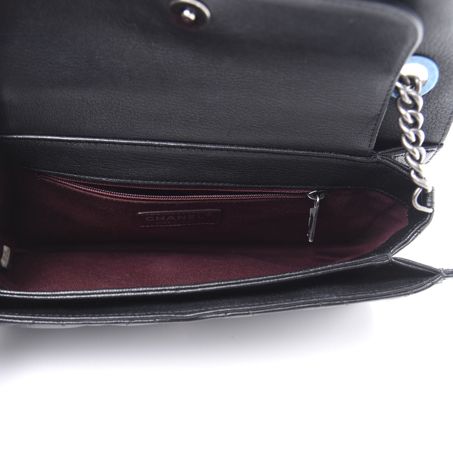 Goatskin Quilted Medium Perfect Edge Flap Black