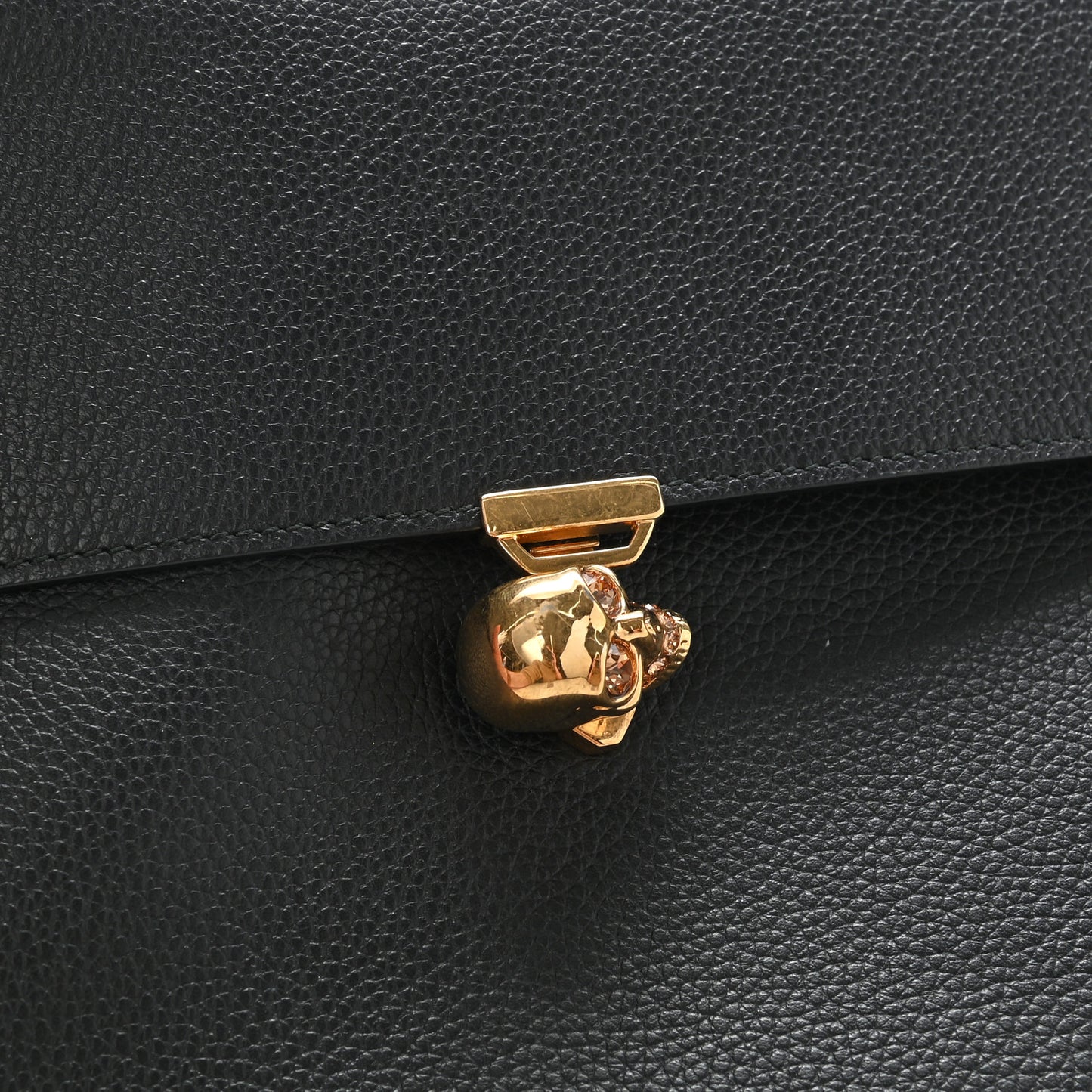 Calfskin Skull Envelope Clutch Black