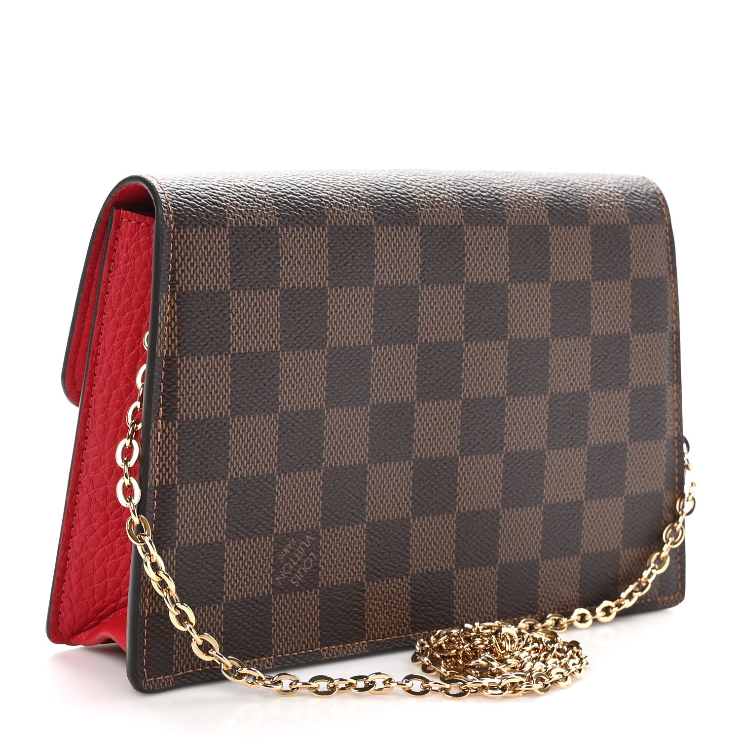 Louis Vuitton Damier Ebene Croisette Chain Wallet Scarlet 3 of 10