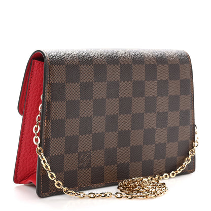Louis Vuitton Damier Ebene Croisette Chain Wallet Scarlet 3 of 10