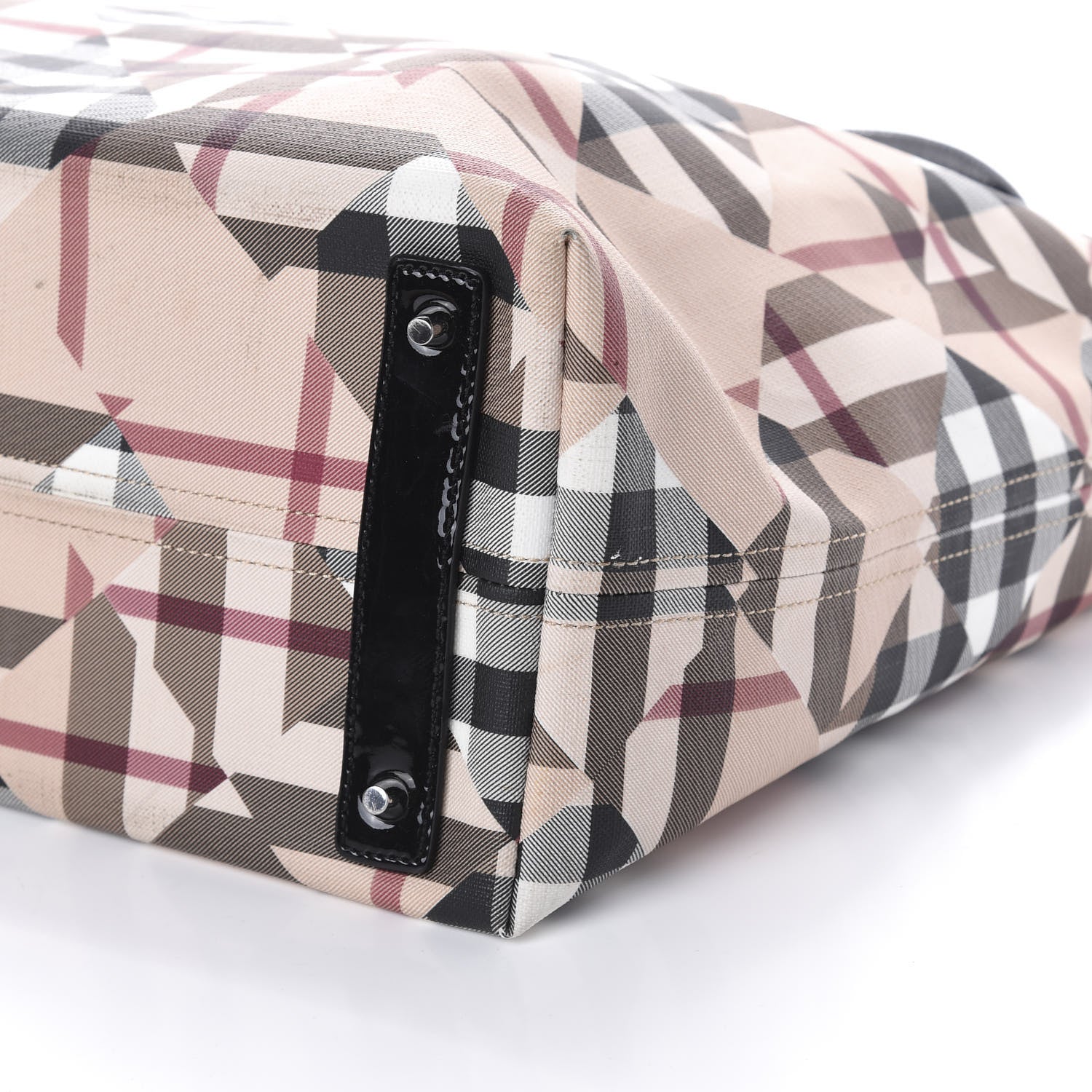 Burberry Patent Trim Patchwork Check Tote Black 9 of 9
