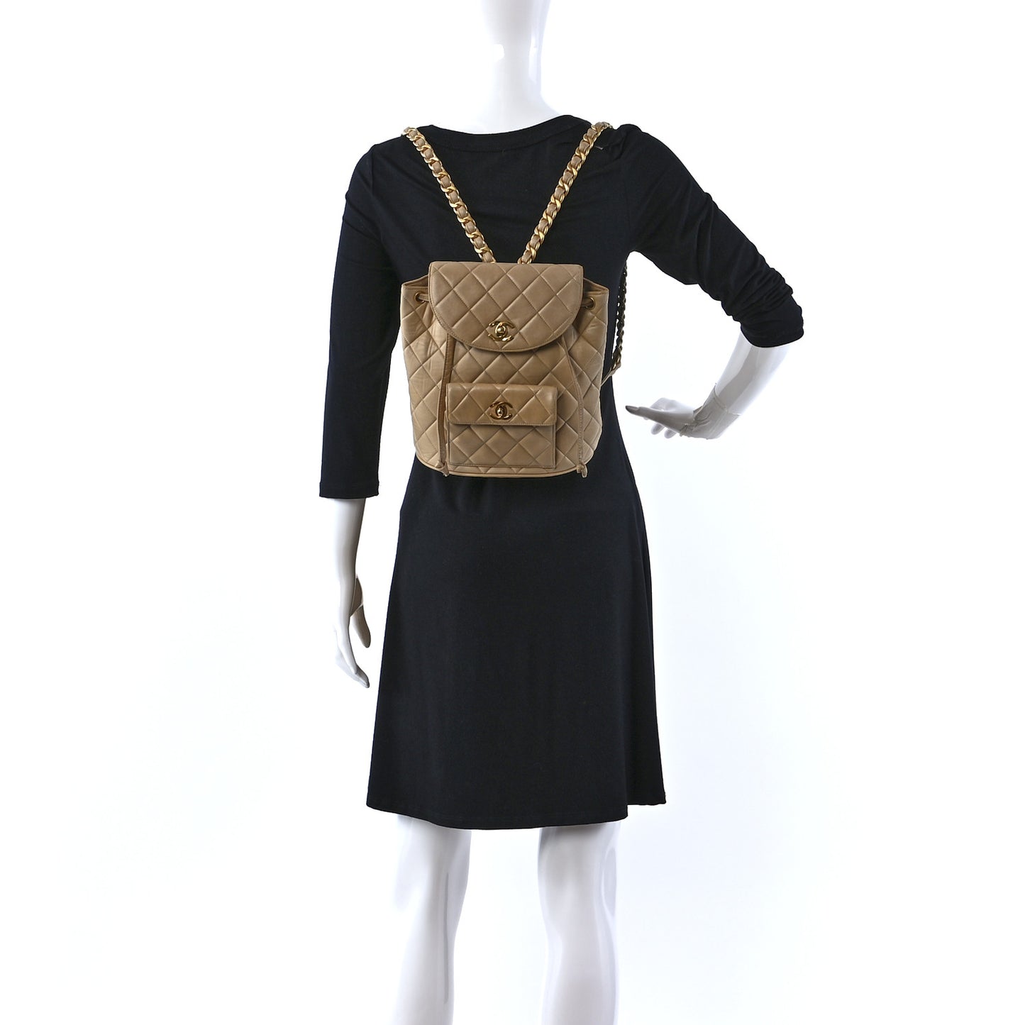 Lambskin Quilted Backpack Beige
