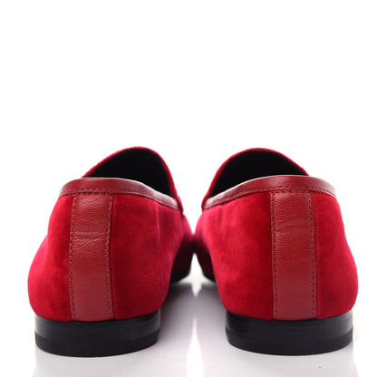 Gucci Velvet Horsebit Womens Jordaan Loafers 38 Hibiscus Red 7 of 11