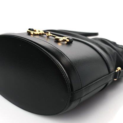 Gucci Azalea Sakai Calfskin Horsebit 1955 Drawstring Bucket Bag Black 9 of 9