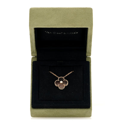 Van Cleef & Arpels 18K Rose Gold Diamond Grey Mother of Pearl Vintage Alhambra Pendant Necklace 5 of 5