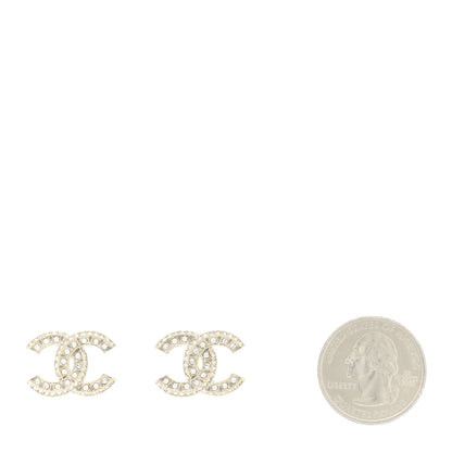 Chanel Crystal Timeless CC Earrings Light Gold 2 of 5