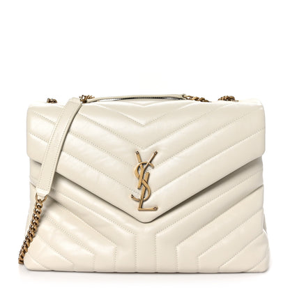 Saint Laurent Calfskin Y Quilted Monogram Medium Loulou Chain Satchel Crema Soft 1 of 11