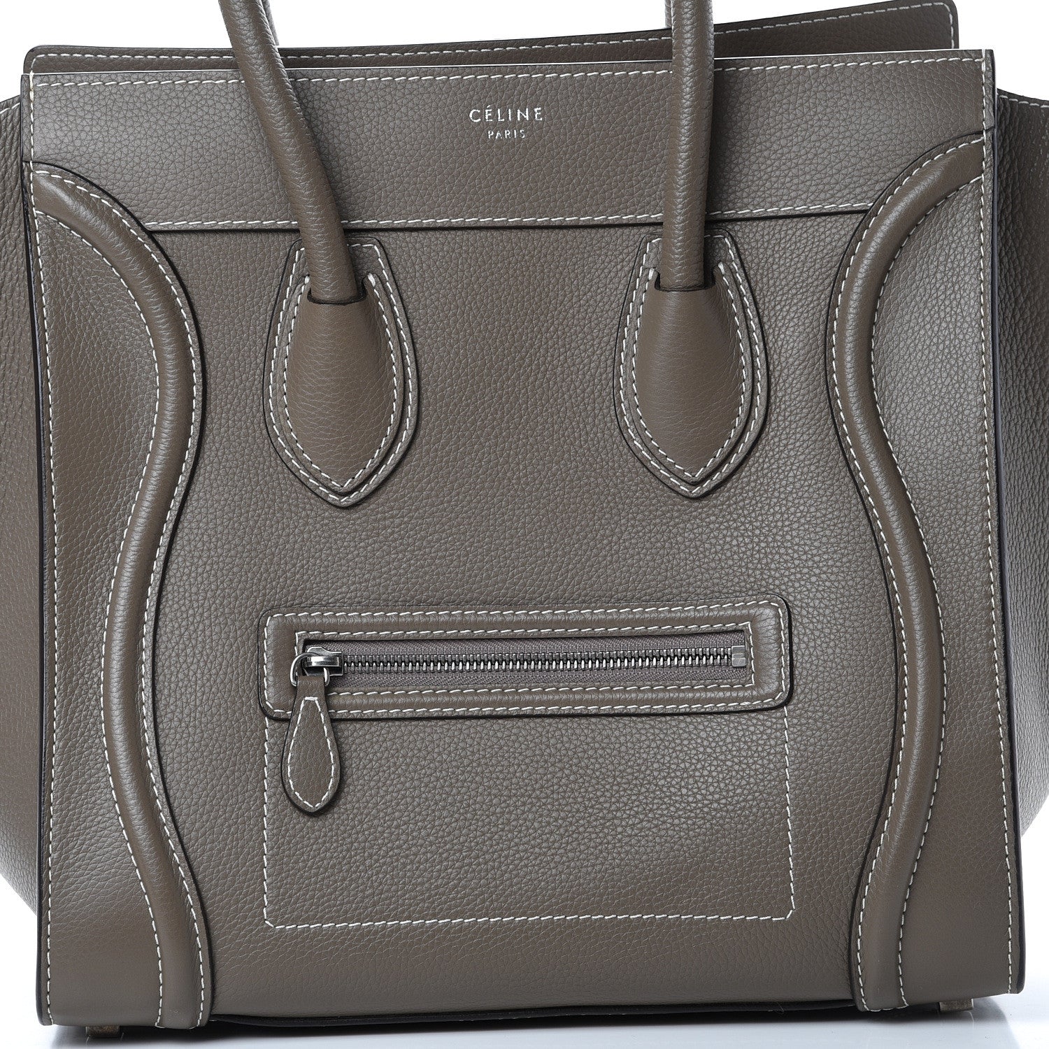 Celine Drummed Calfskin Mini Luggage Souris 7 of 15