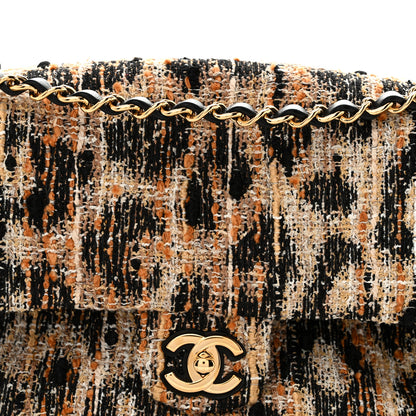 Chanel Tweed Mixed Fibers Leopard Print Small Souplissimo Maxi Flap Brown Black White 8 of 11