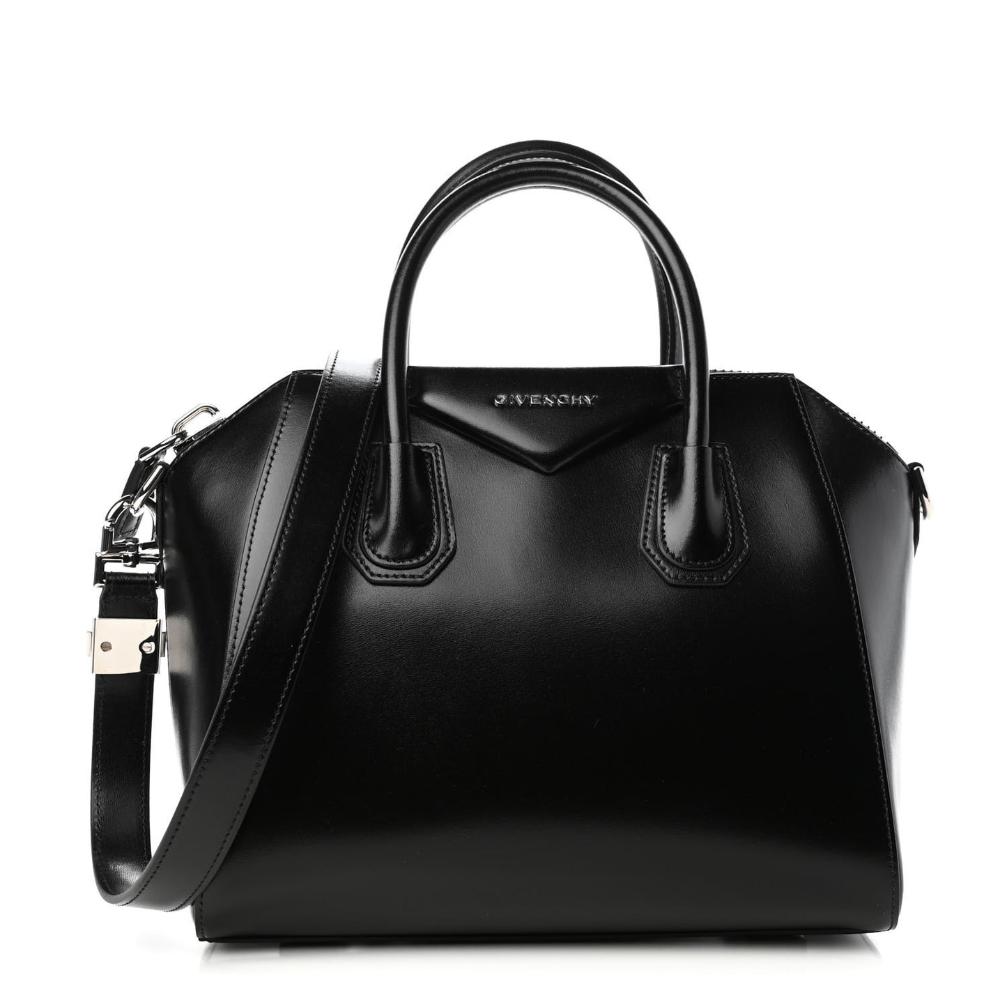 Shiny Lord Calfskin Small Antigona Black