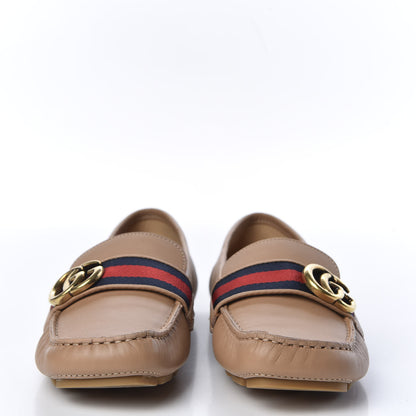 Gucci Calfskin Womens Noel Web Driver Loafers 38.5 Camelia 3 of 10