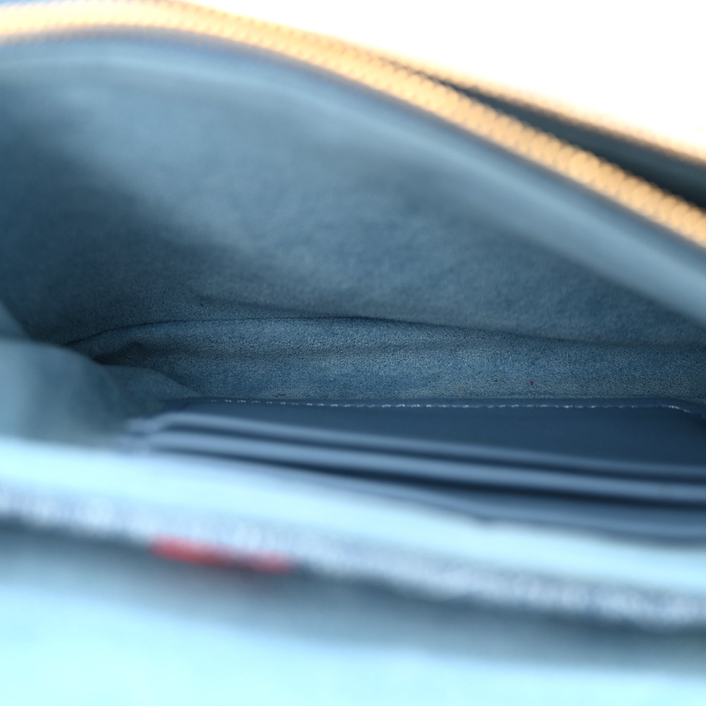 Embroidered Monogram Denim New Wave Chain Pochette Blue