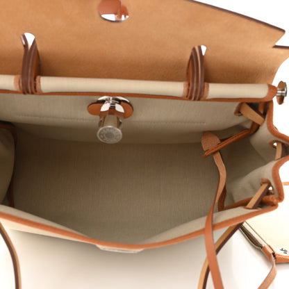 Hermes Military Toile Vache Hunter Herbag Zip Retourne 31 PM Beton Naturel 6 of 11