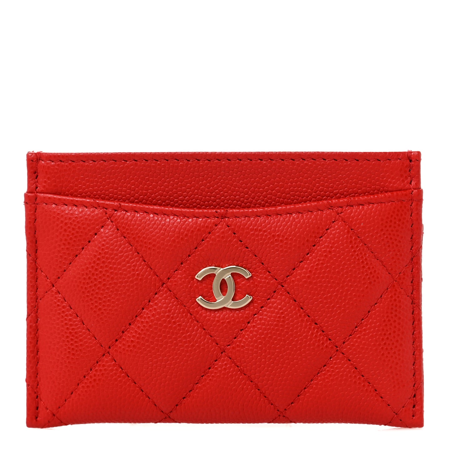 Caviar Quilted Card Holder Red