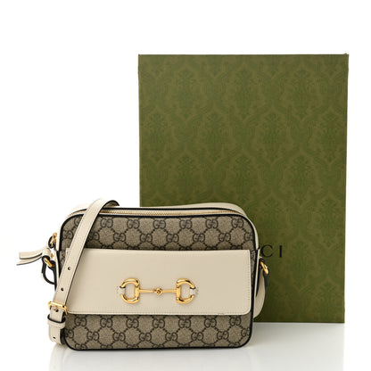 Gucci GG Supreme Monogram Small Horsebit 1955 Shoulder Bag Beige Mystic White 14 of 14