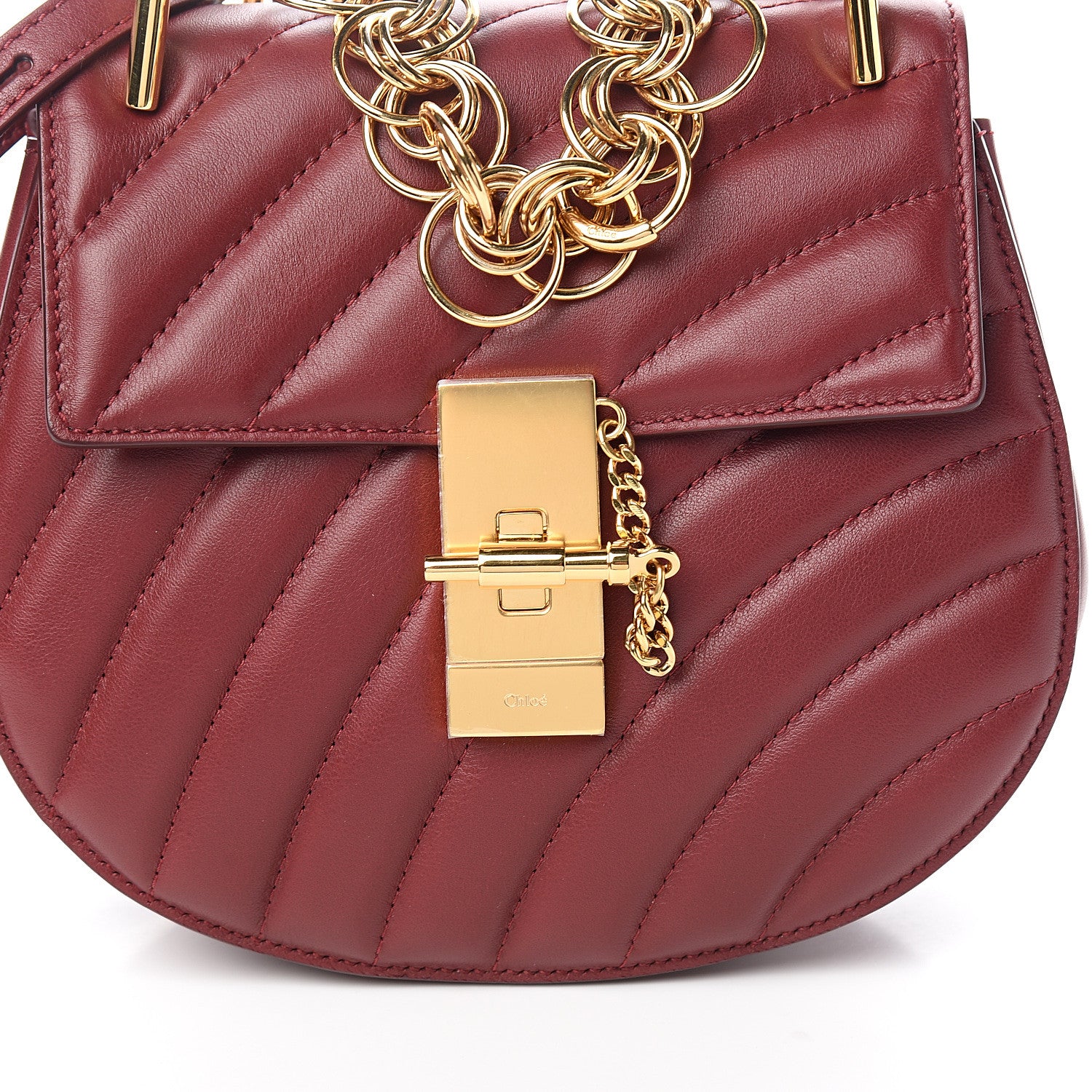 Chloe Calfskin Quilted Mini Drew Bijou Shoulder Bag Plum Purple 9 of 9