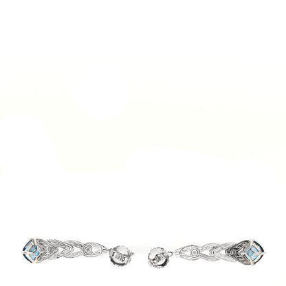 John Hardy Sterling Silver Diamond Blue Topaz Modern Chain Drop Earrings 3 of 5