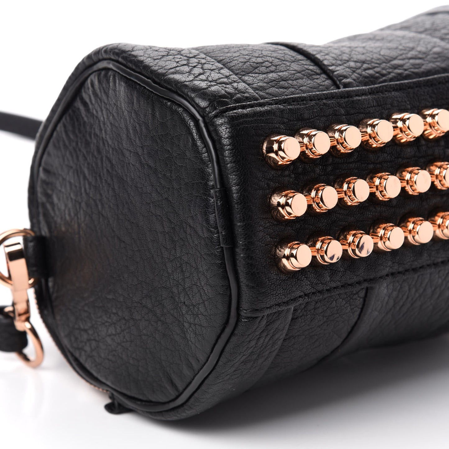 Pebbled Lambskin Mini Rockie Black Rose Gold Hardware