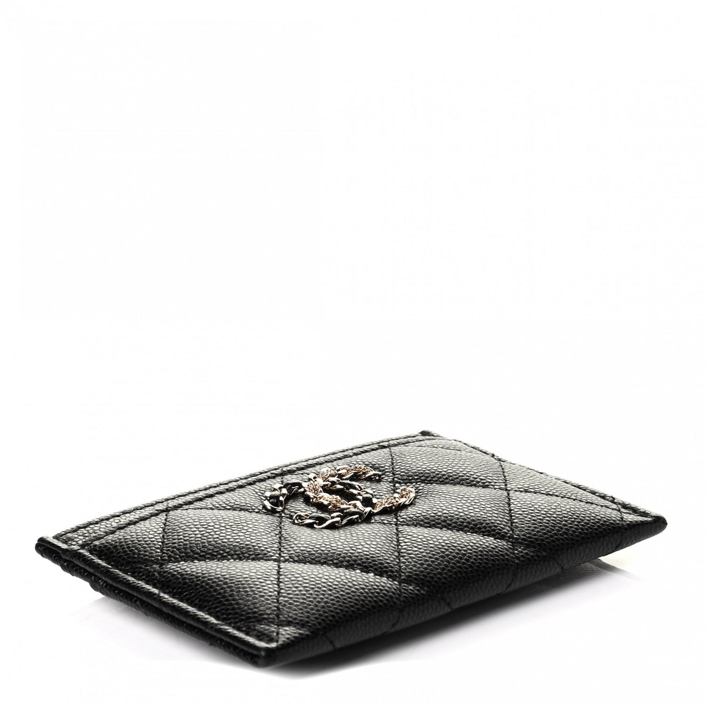 Caviar Quilted French New Wave Card Holder Black
