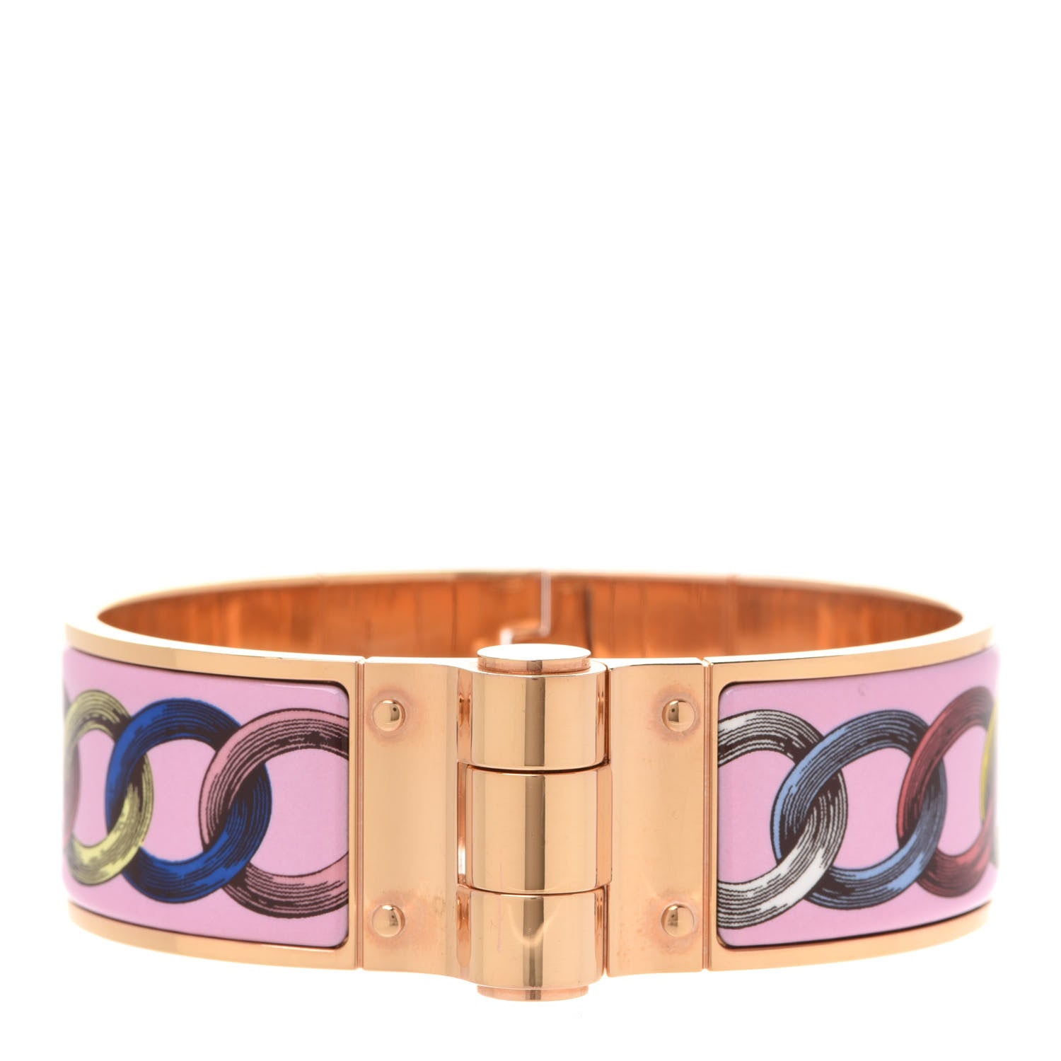Hermes Enamel Printed Wide Les Chaines Hinged Bracelet L 1 of 6