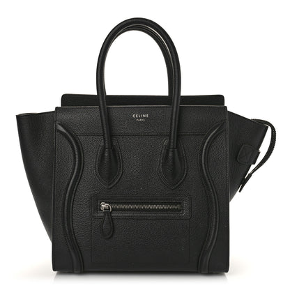 Celine Drummed Calfskin Micro Luggage Black 1 of 9