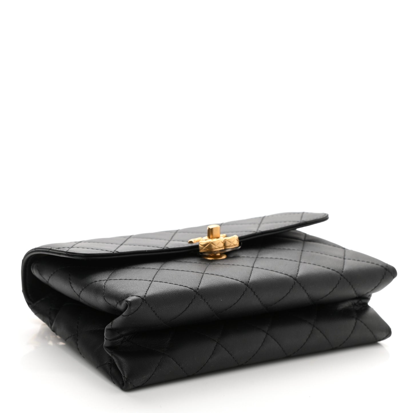 Lambskin Quilted Small Chain Flap Black
