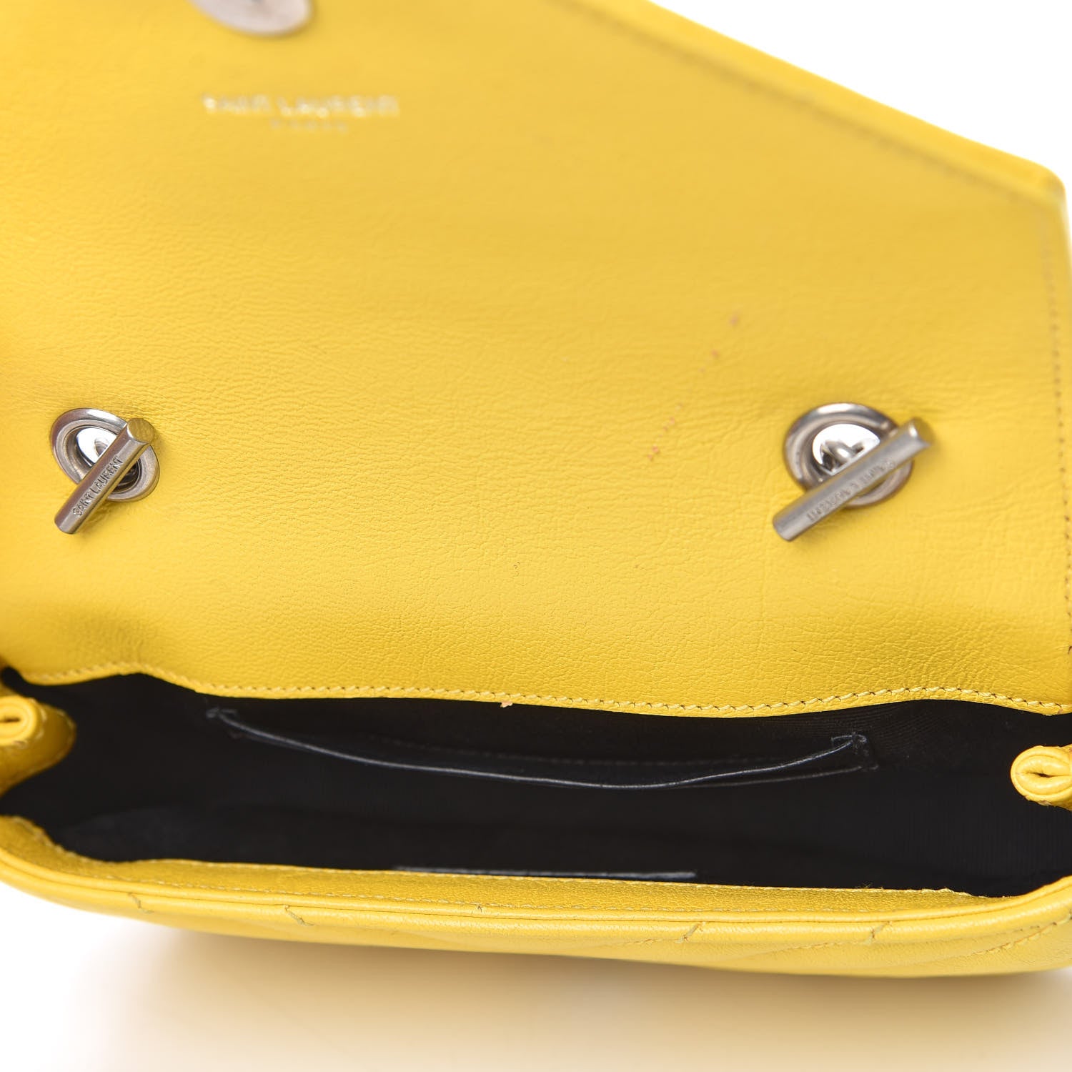 Saint Laurent Calfskin Matelasse Chevron Monogram Classic Baby Chain Bag Jaune 5 of 10