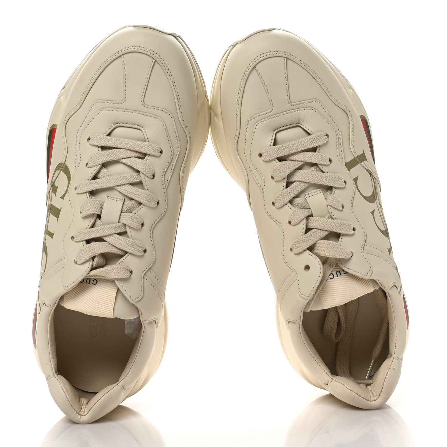 Gucci Calfskin Logo Womens Rhyton Sneakers 38.5 Ivory 2 of 9