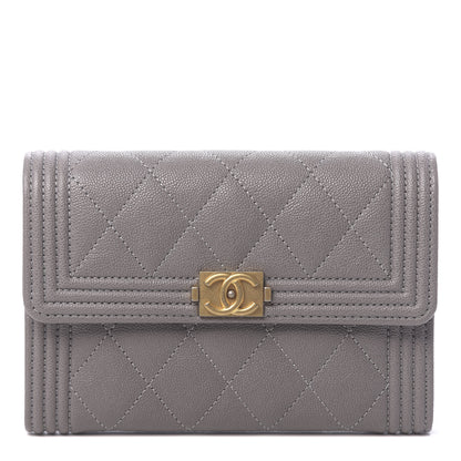Chanel Caviar Quilted Medium Boy Flap Wallet Grey 1 of 8