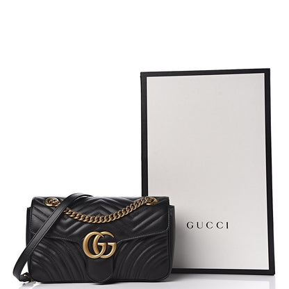 Gucci Calfskin Matelasse Small GG Marmont Shoulder Bag Black 11 of 11